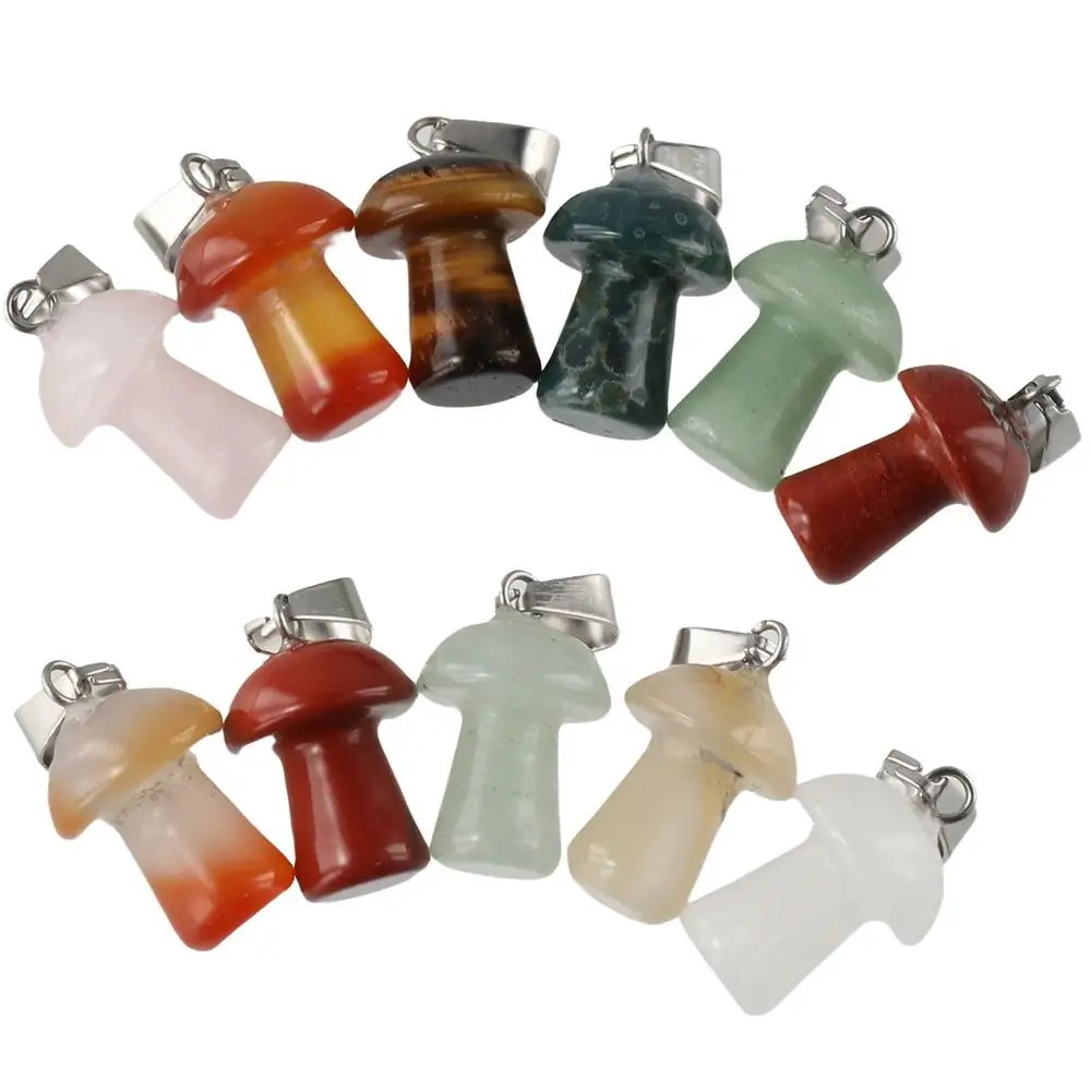 

Crystal Mushroom Pendants Mushroom Shaped Natural Stone Natural Stone Charms Natural Stone Pendant DIY Jewelry Making