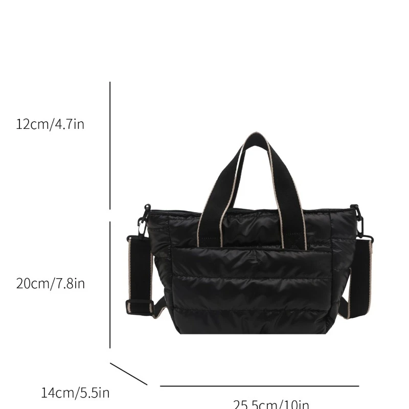 2025 Winter Luxury Quilted Tote Bag Women Fashion Down Puffer Shoulder Bag Large Capacity Crossbody Messenger Purse Nylon Gift 2