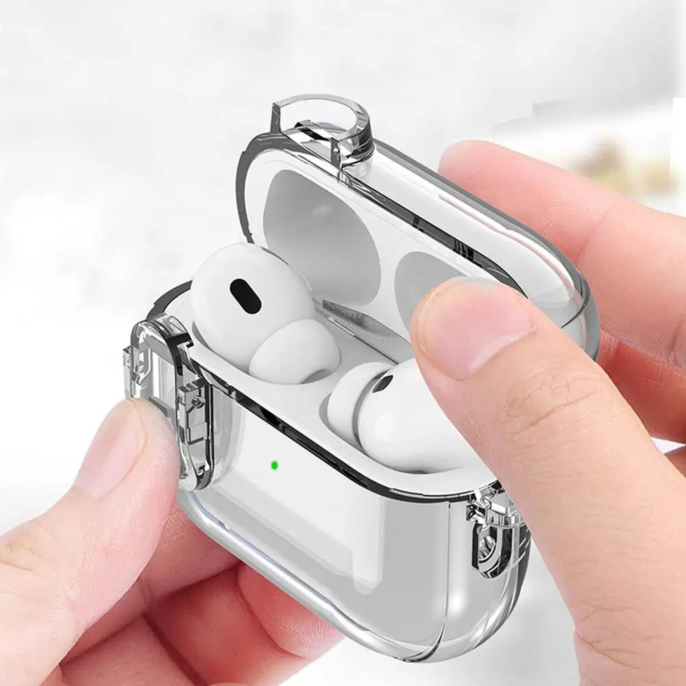 

New For 2023 AirPods Pro Case（USB C) Transparent Soft Case With Secure Lock Fall Prevention Cover For AirPods Pro 2 Accesso F3I0