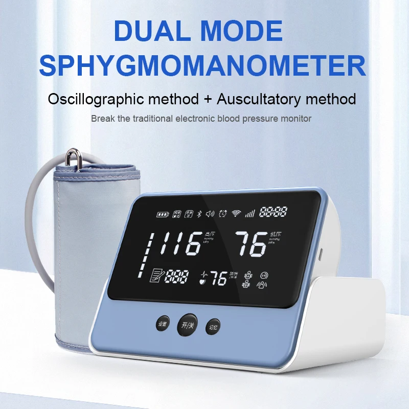 Arm Blood Pressure Monitor, Unique two ways to measure at the same time design, more accurate Sphygmomanometer for Home Use.