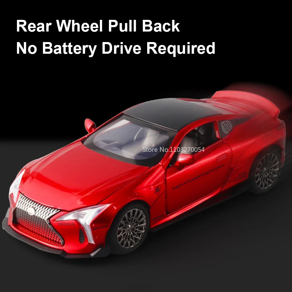 1:32 LEXUS LC500 Miniature Model Car Alloy Diecast Metal Rubber Tire Sound Light Pull Back Function Vehicles Collection Kids Toy 5