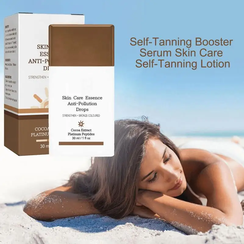 Self Tanning Lotion Skin Tanning Cream 30ml Fake Tan Peptide Serums Liquid Dark Self Tanning Serum Self Tanning Essence Bronzer Drops Face Tanner Drops