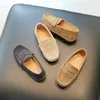 Boys Loafers Toddlers Kids Fashion Leather Shoes Slip-on Children Flats Classic Spring Autumn Flock Suede Fabric Moccasins Soft 2