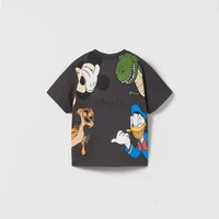 Black TShirt Disney Summer Clothes Printing Short Sleeve Base Shirt Outer Wear Boys Child New Thin Loose Crewneck Pullover Shirt 1