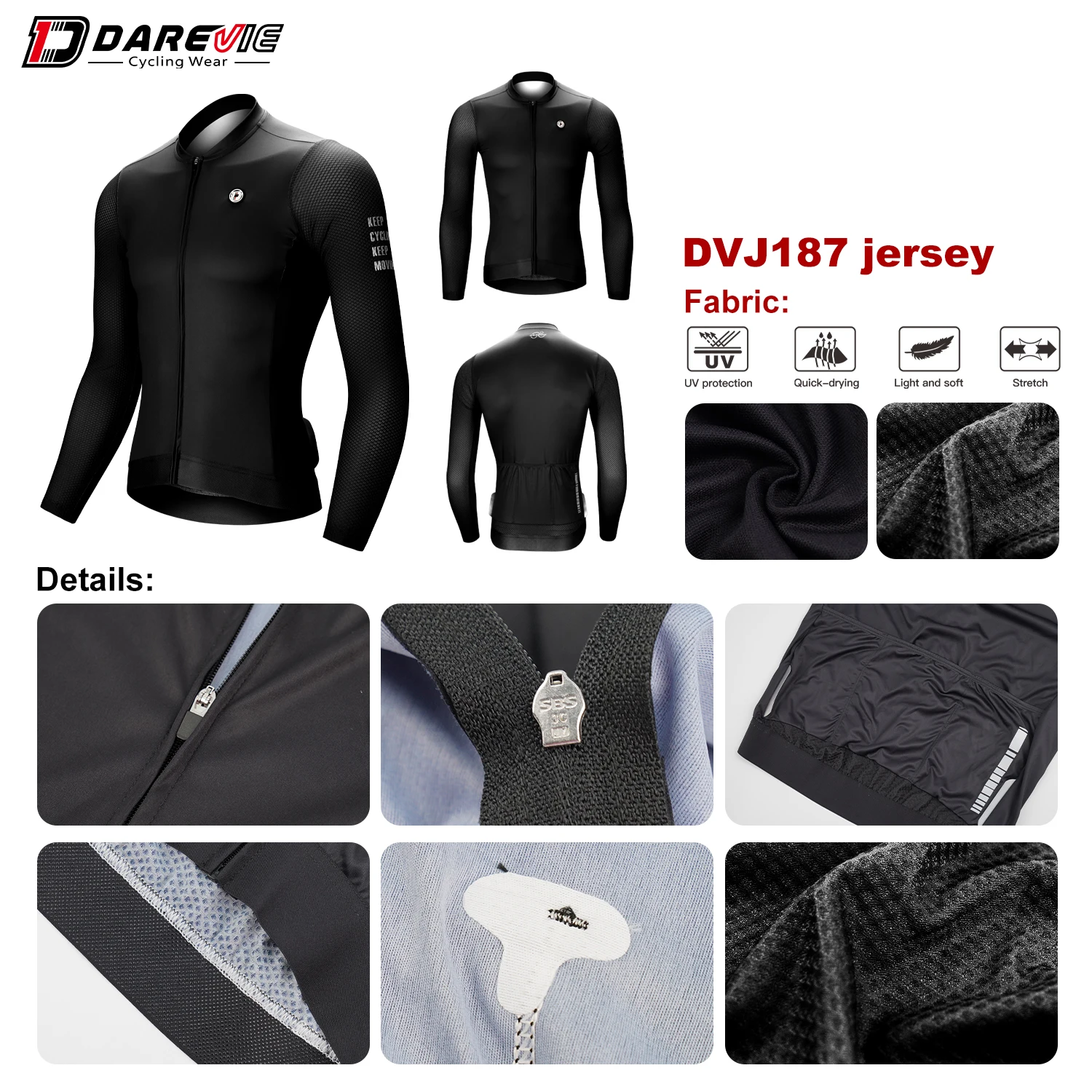 DAREVIE Man Cycling Jersey 2024 Summer Breathable Long Sleeve Men's Cycling Clothing MTB Road Anti-UV Men's Cycling Shirt 3