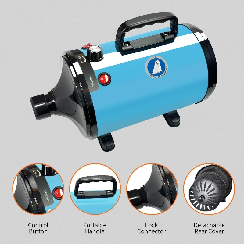 Dog Hair Dryer Pet Grooming Hair Dryer Adjustable Temperature and Speed ​​High Power Suitable for Small, Medium and Large Dogs