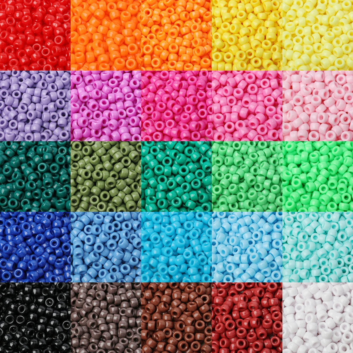 

100pcs Pony Beads Big Hole Acyrlic Hair Beads HandCraft For Jewelry Making DIY Bracelets Necklace Gift Accessories