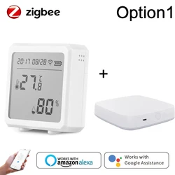 Tuya Zigbee – capteur de température et d'humidité, pour maison intelligente, thermomètre, compatible avec l'application Tuya Zigbee, compatible avec Alexa et Google Assistant 