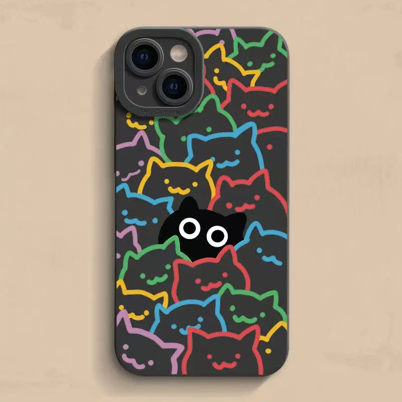 Stylish Black Cat Print Phone Case