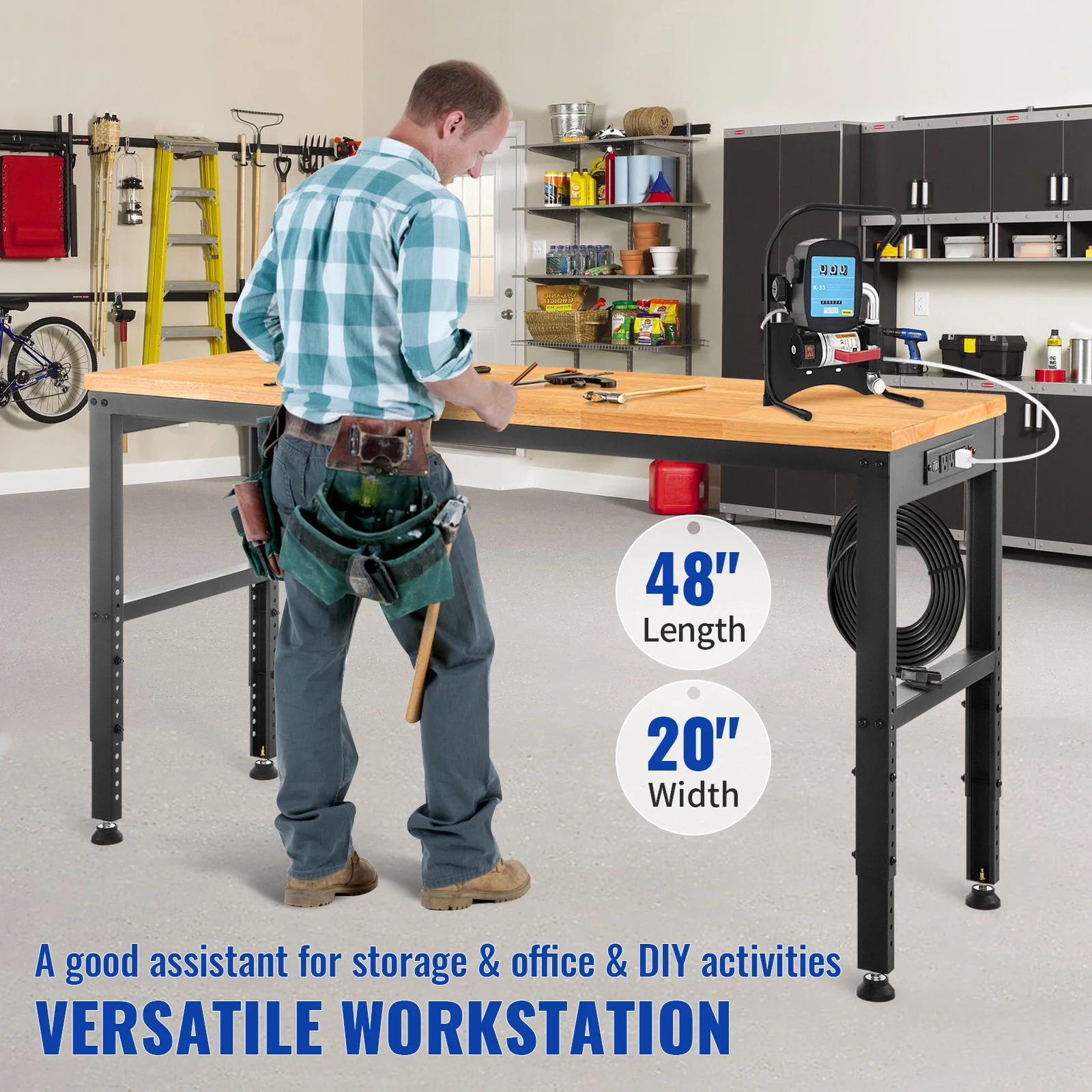 Adjustable Oak Workbench for Home and Garage