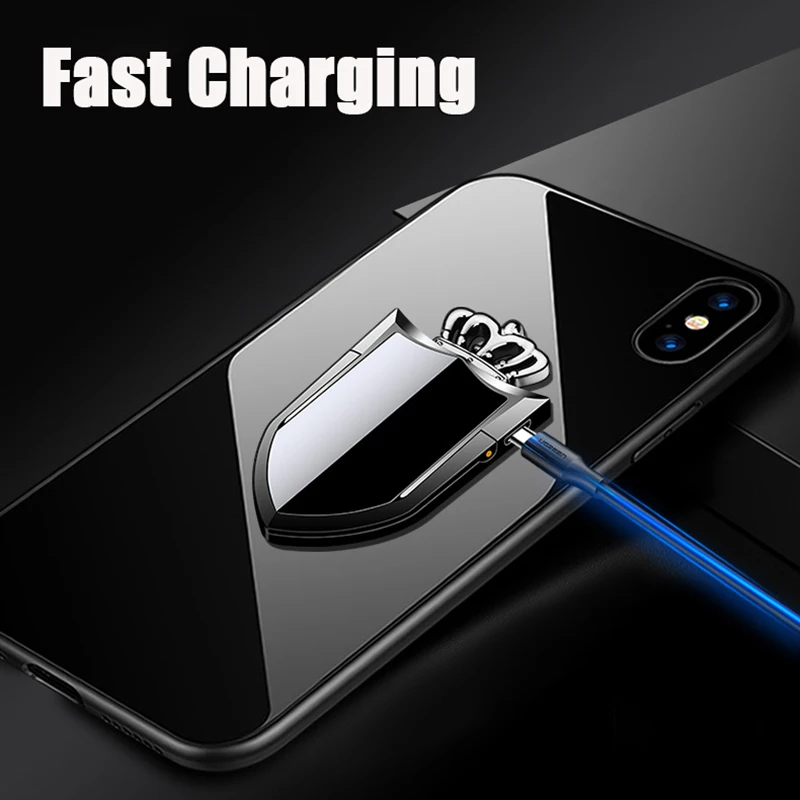 iphone case cigarette holder Smartphone Phone Case With Cigarette Lighter Creative Crown Cigarette  Lighter Phone Ring Clip Holder Stand For