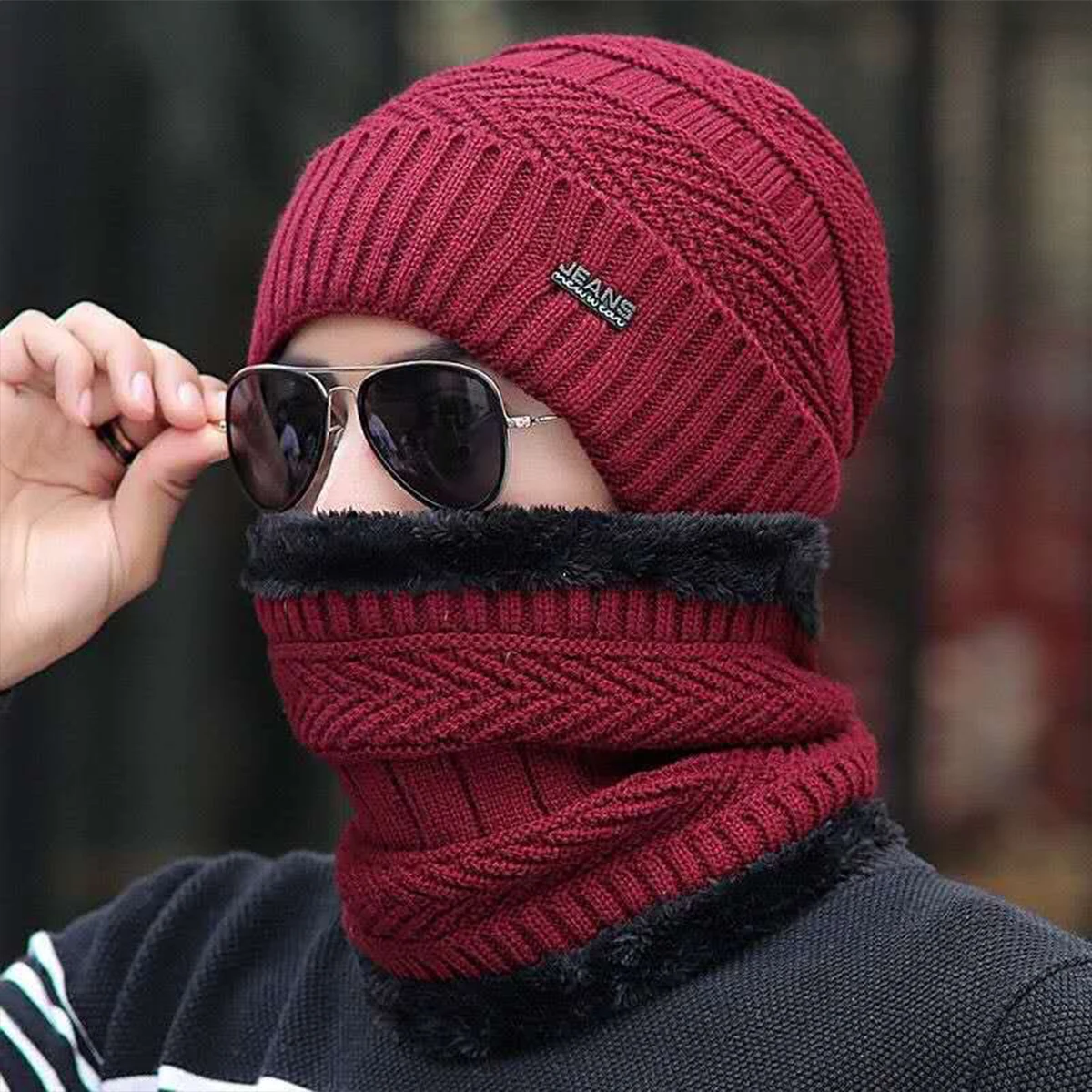 Winter Balaclava Women Knitted Hat Scarf Caps Neck Warmer Winter Hats For Men Women Skullies Beanies Warm Fleece Cap gorras