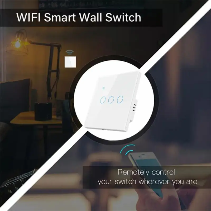 Фото Умный выключатель Tuya, сенсорный выключатель с Wi-Fi, для дистанционного управления, с нулевым проводом, не требует нейтрального провода, для Alexa Google Home Alice №3