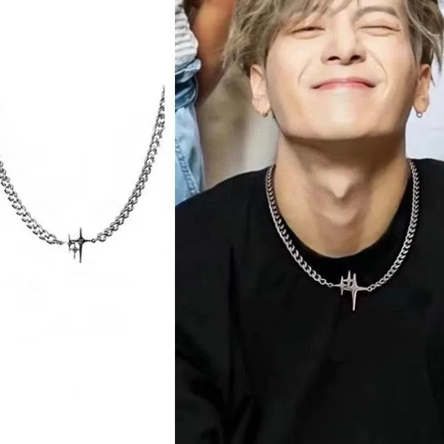 Wang Jia'r's Sam Colorlss Hip Hop Fashion Star Cuban Chain, Mal Punk Prsonality, Small and Vrsatil Coupl_voghion.com