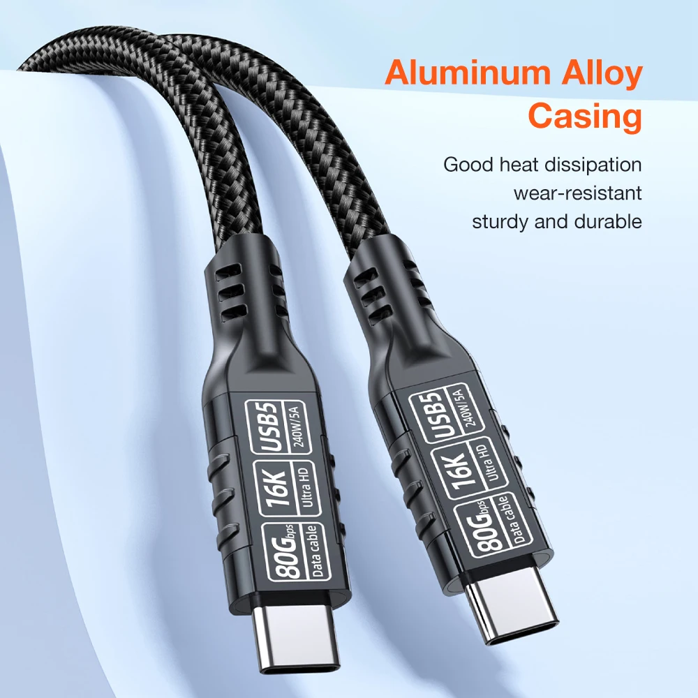 High-Speed Thunderbolt USB-C Cable 240W 16K@60Hz Fast Charging Data Transfer Cord - Available in 1m, 2m, 3m