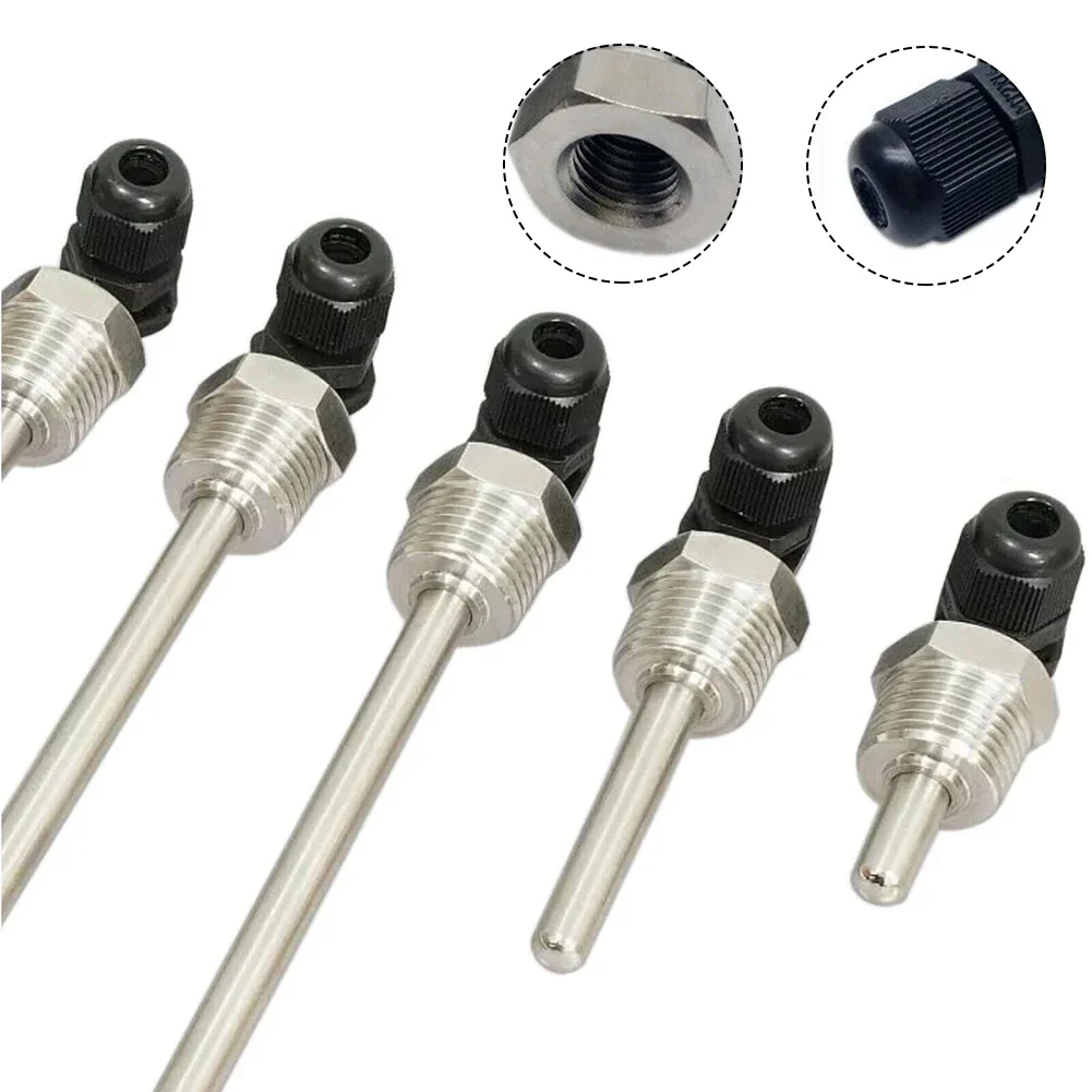 Thermowell G 1/2" Thread for Temperature Sensor Immersion Sleeve Pocket Stainless Steel Probe Solar Accessories 2pc metal thermowell