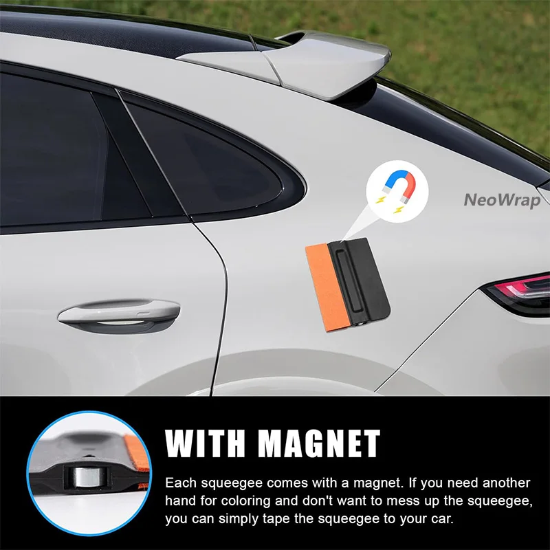 Magnetic Vinyl Wrapping Squeegee 2Pcs 4Inch Suede Felt Edge Tint Squeegee Car Window Film Scraper Decal Applicator for Stickers