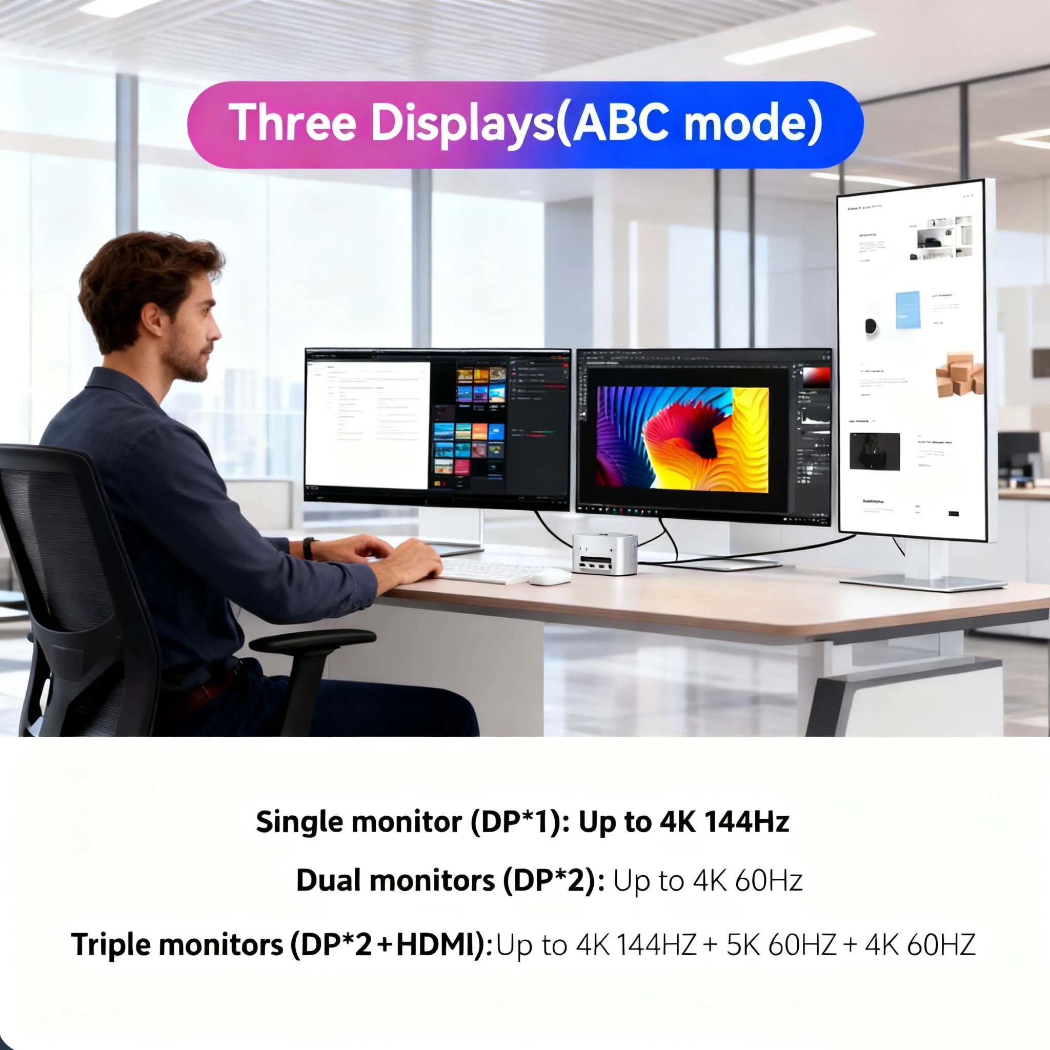 Acasis 40Gbps Thunderbolt4/USB4 호환 인클로저 스토리지 Pro | Mac Mini M4/M4 Pro용 듀얼 USB-A M.2 NVMe SSD 포트 DP4K144Hz