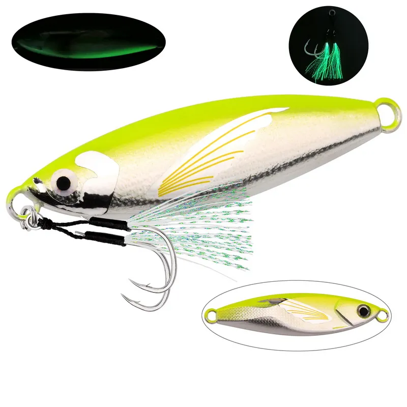 1pc 30g-120g Micro Slow Sink Quality Metal Jigging Fishing Lure Dubstep With Wing Skin Tuna Bass Spoon Jig Sea Boat Lure