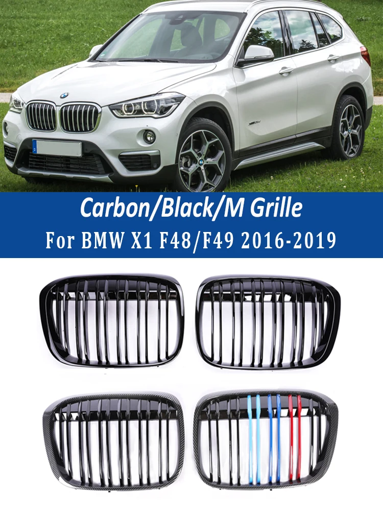 

BMW X1 F48F49 2016-2019 Front Refiting Racing Grill Chrome Black Bumper Kidney M Color Grille Cover SDrive XDrive For Replcement