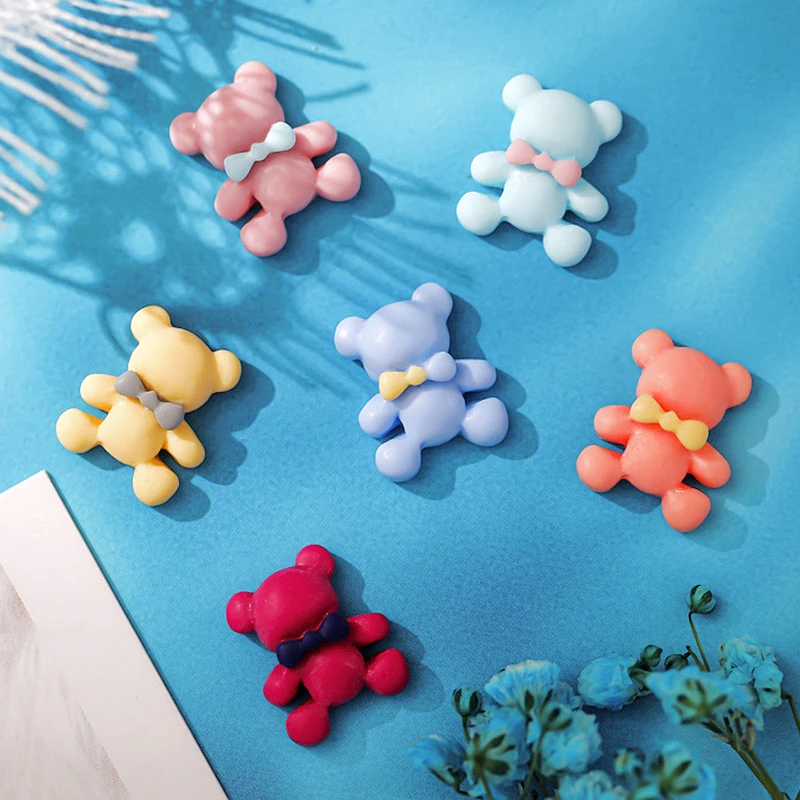 

50PCS 3D Acrylic Bow Bear Nail Art Charms Parts Kawaii Accessories For Manicure Decor Nails Decoration Design Supplies Material