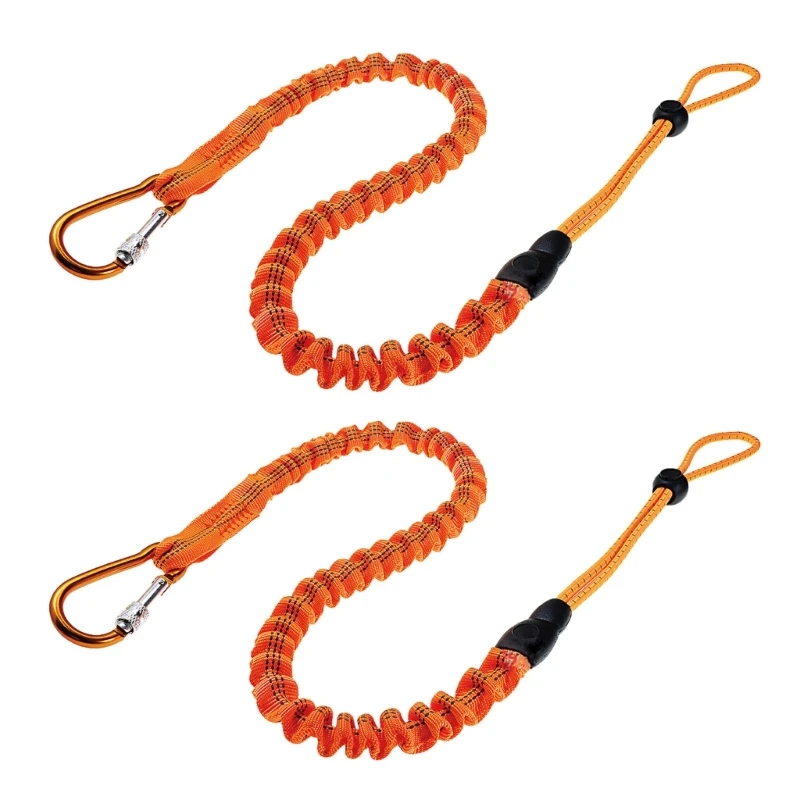 

Y1UC 2pcs Portable Tool Lanyard with Screw Locking Carabiner Nylon Safety Rope Safety Bungee Tether Tool Lanyard Easy to Use