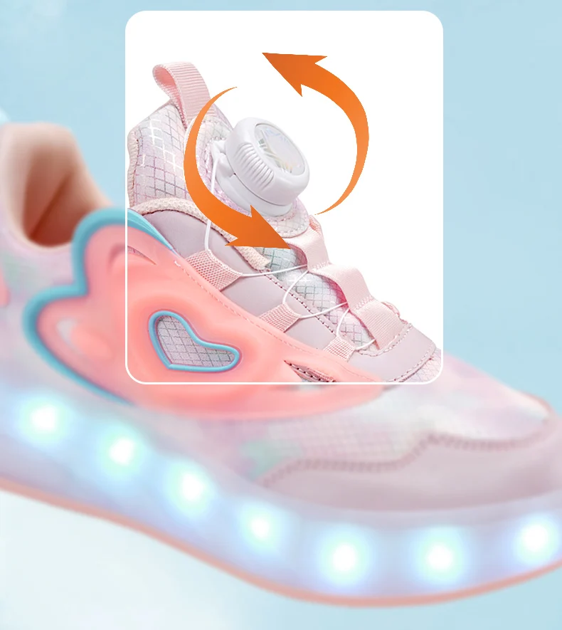 Description Picture 5 of itemChildrens Skate Shoes USB Light Comfortable Roller-skating Sneakers Outdoor Sports Walking Girls Pink Roller Skate Shoes for Kid