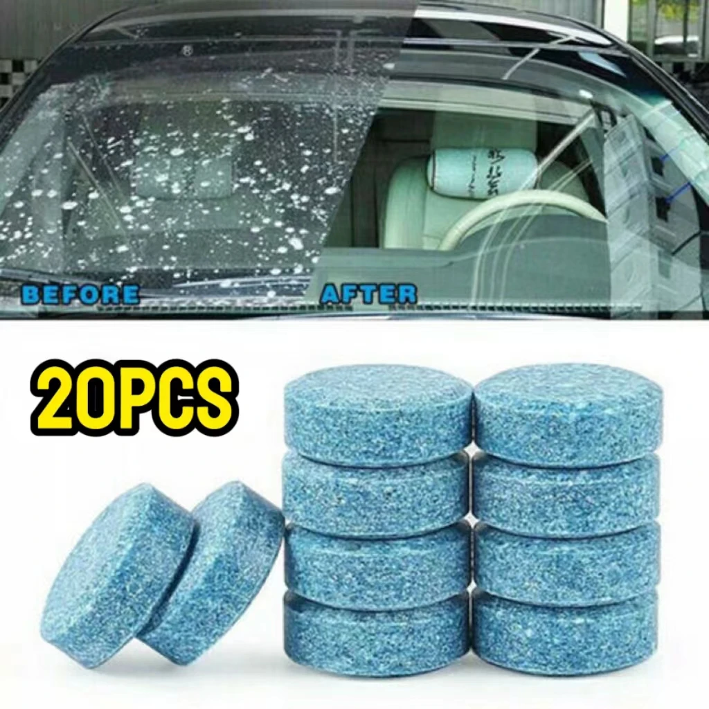 20Pcs Car Windscreen Effervescent Tablets Solid Cleaner Wiper Cleaning Tools Auto Home Window Glass Dust Washing Car Accessories