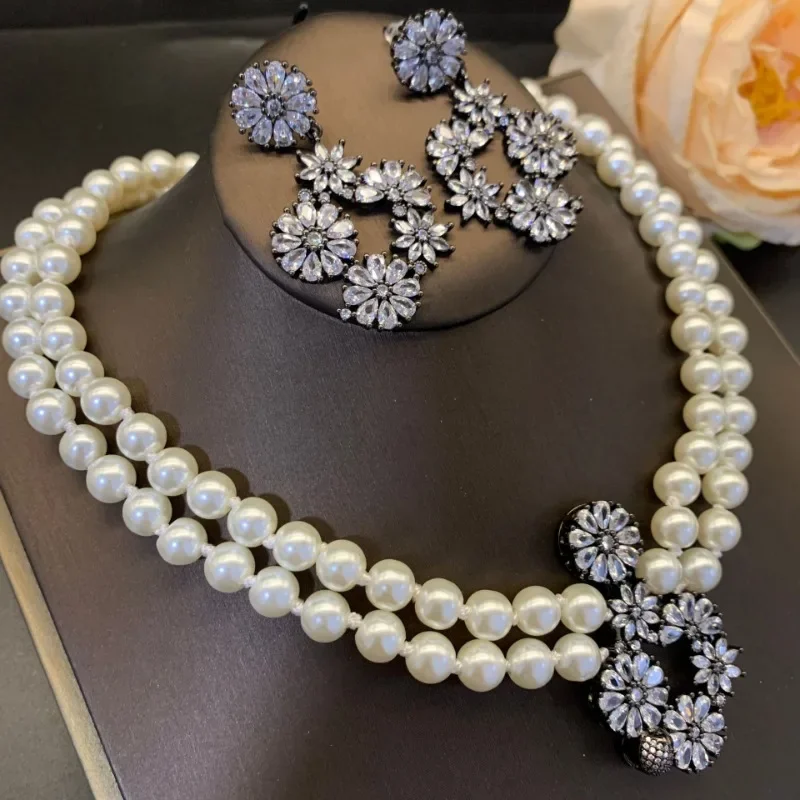 

Timeless Wonder Fancy Zircon Geo Bride Jewelry Sets for Women Designer Luxury Stud Earrings Necklace Fancy Gift Classy Top 7564