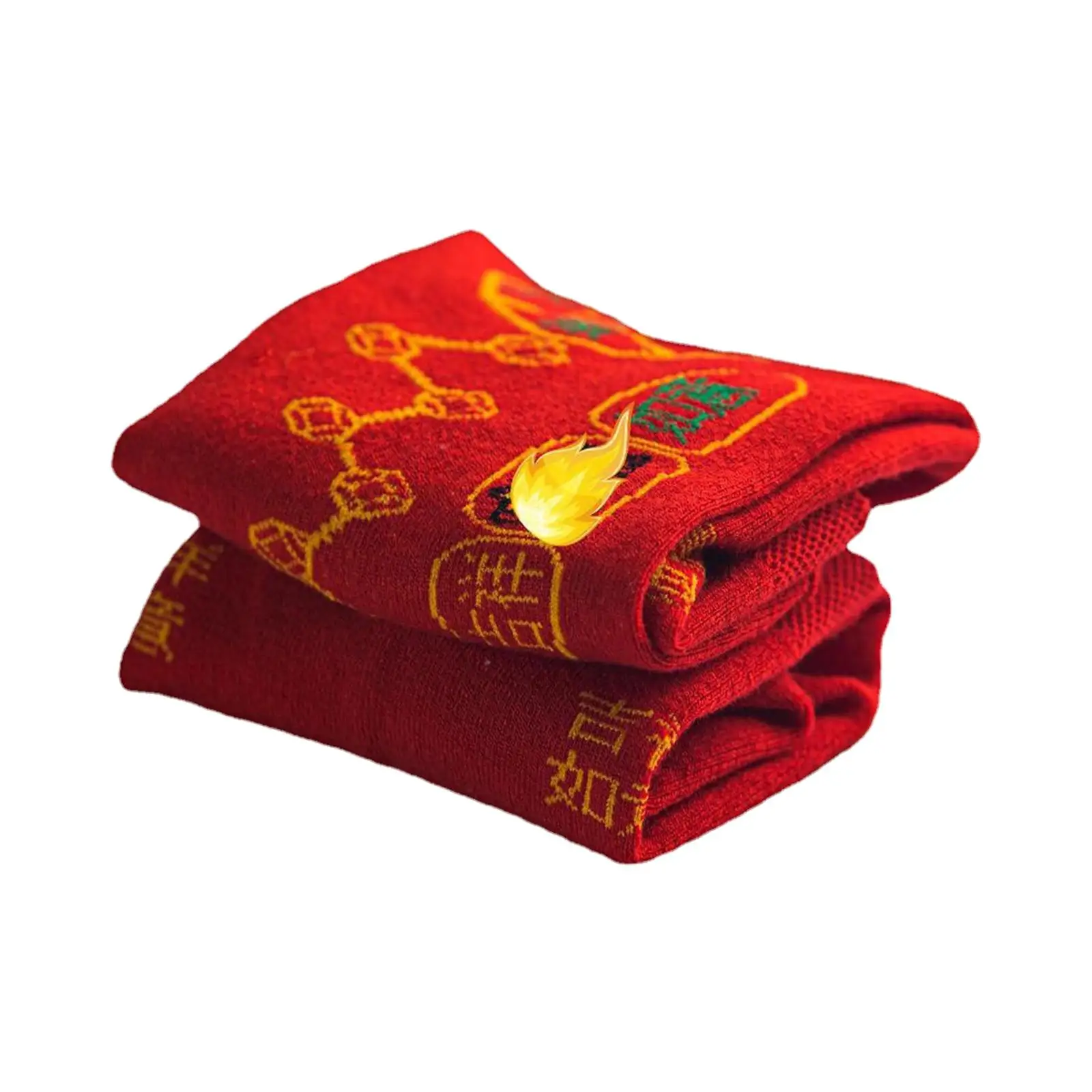 

New Year'S Red Cotton Socks with Chinese Character Stockings Funny New Year Festival Supplies Stretchy Warm Embroidery Socks