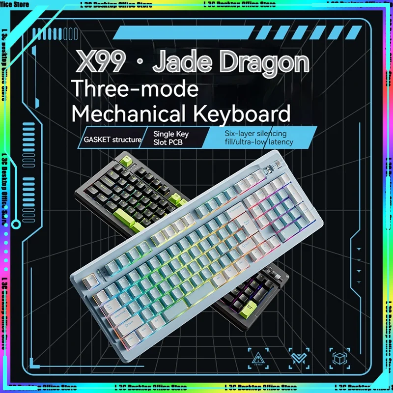 

EWEADN X99 Yulong Customized Mechanical Keyboard Wireless Bluetooth Tri-mode E-sports Office Mahjong Sound Gasket Hot Swap Hi8