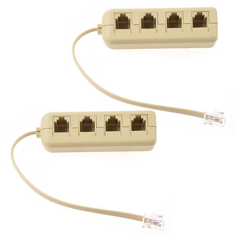 

2X RJ11 6P4C до 6P4C 4-сторонняя телефонная линия фотоадаптер бежевый