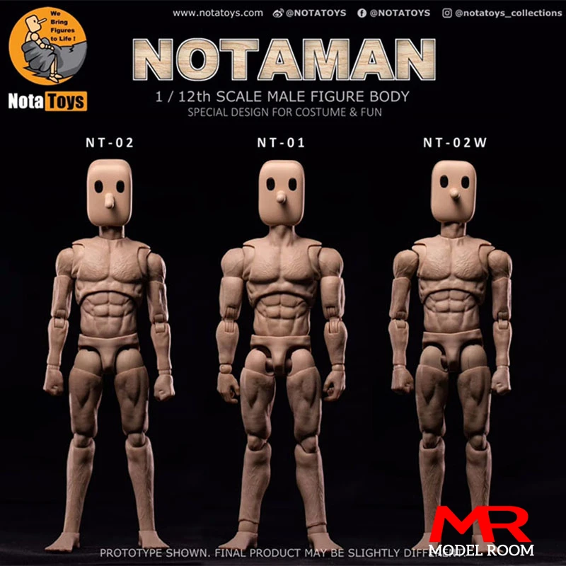 Notaman 1/12 Square-headed Male Action Figure Joint Body Doll NT
