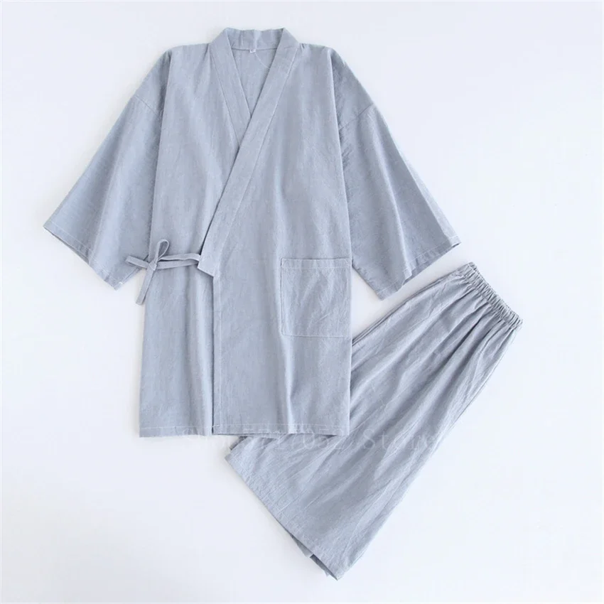 

Японское кимоно, Хлопковая пижама, мужской халат, комплект для сна Haori Yukata Jinbei, женская одежда с коротким рукавом, японская одежда