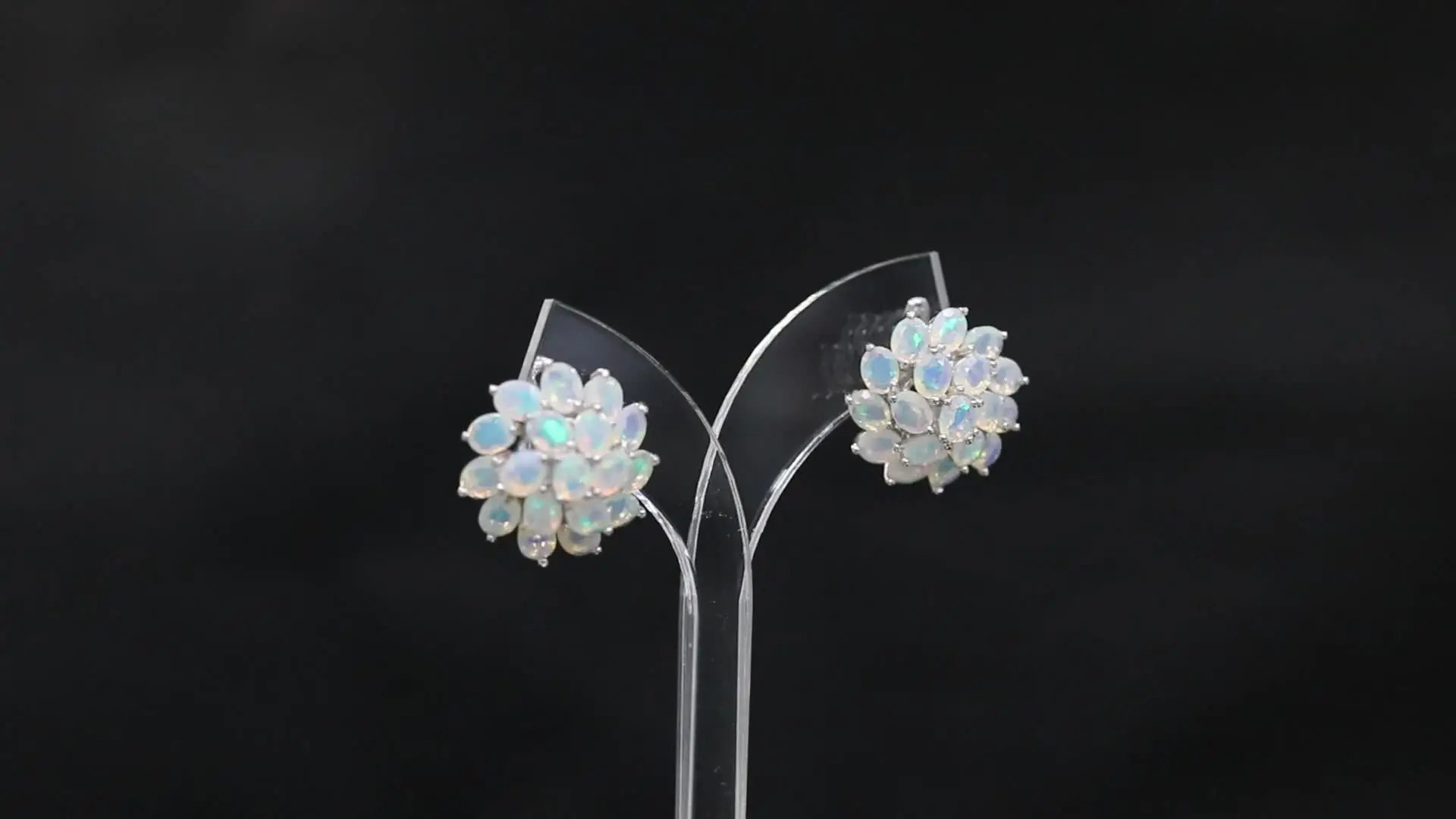 Luxury 8.3ct Opal clasp earrings flower design S925 silver