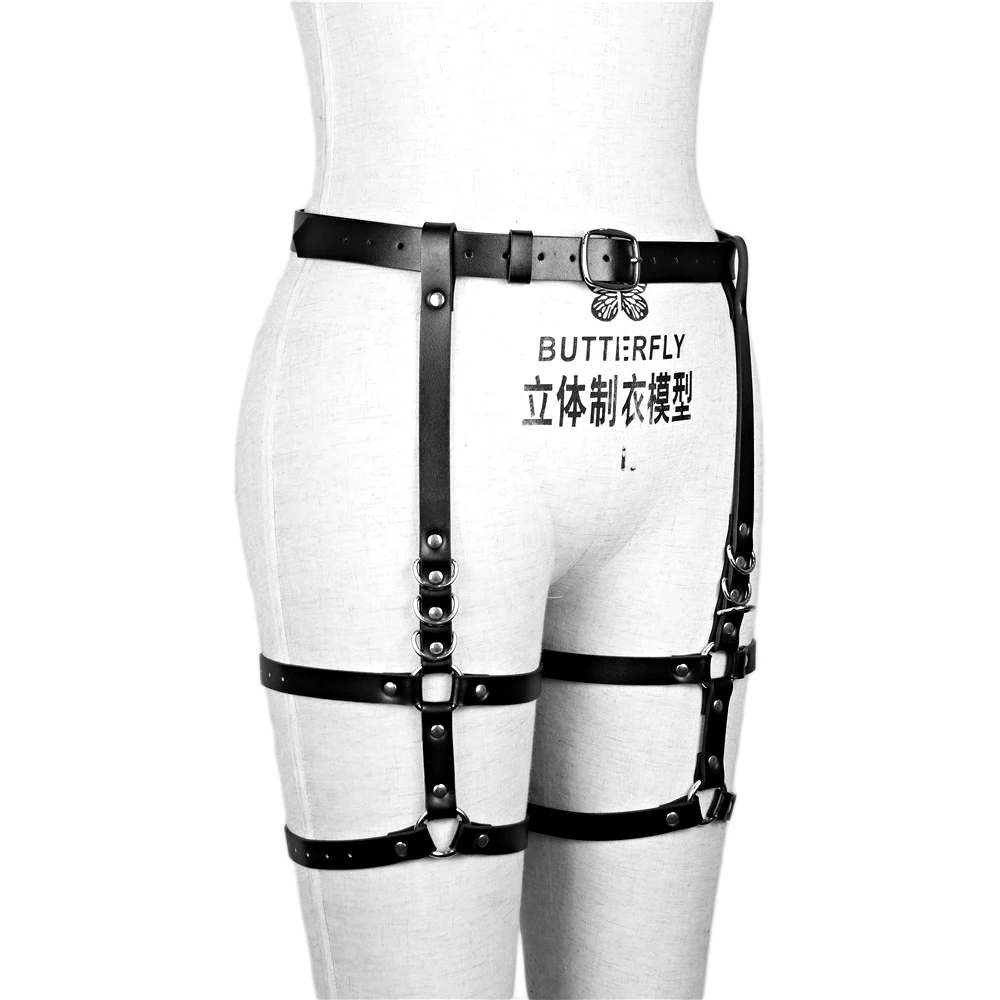 Street Style PU Strap Suspenders with Thigh Straps and Belt