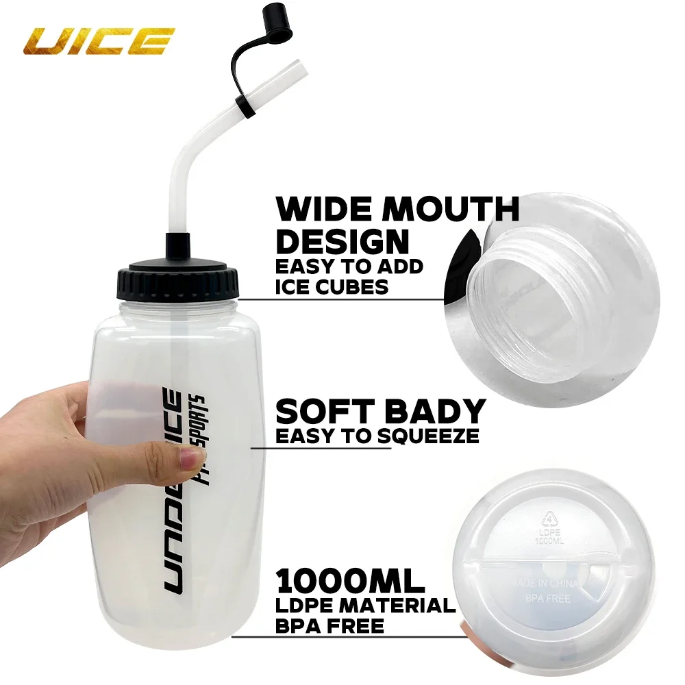 Boxing Water Bottle 1000ML Ice Hockey Accessories LDPE Ice Hockey Water Bottle BPA Free Sports Sports Equipment