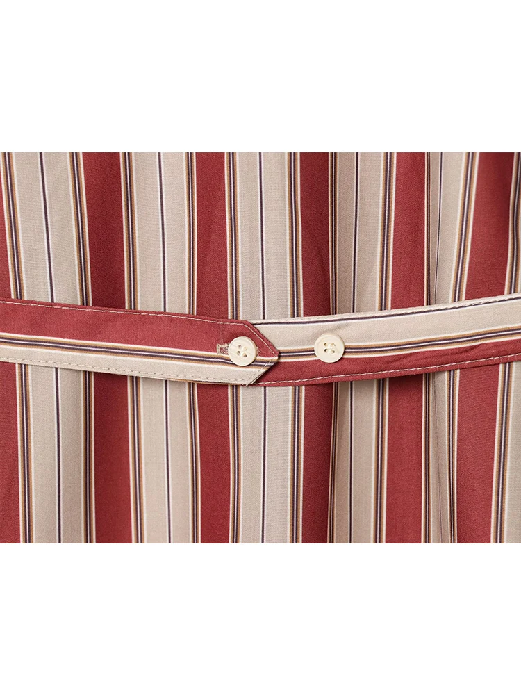 Women Vintage Striped Shirts Long Sleeve Designed Autumn Loose Button Up Lapel Blouse 2025 Fashion Female Leisure Tops New