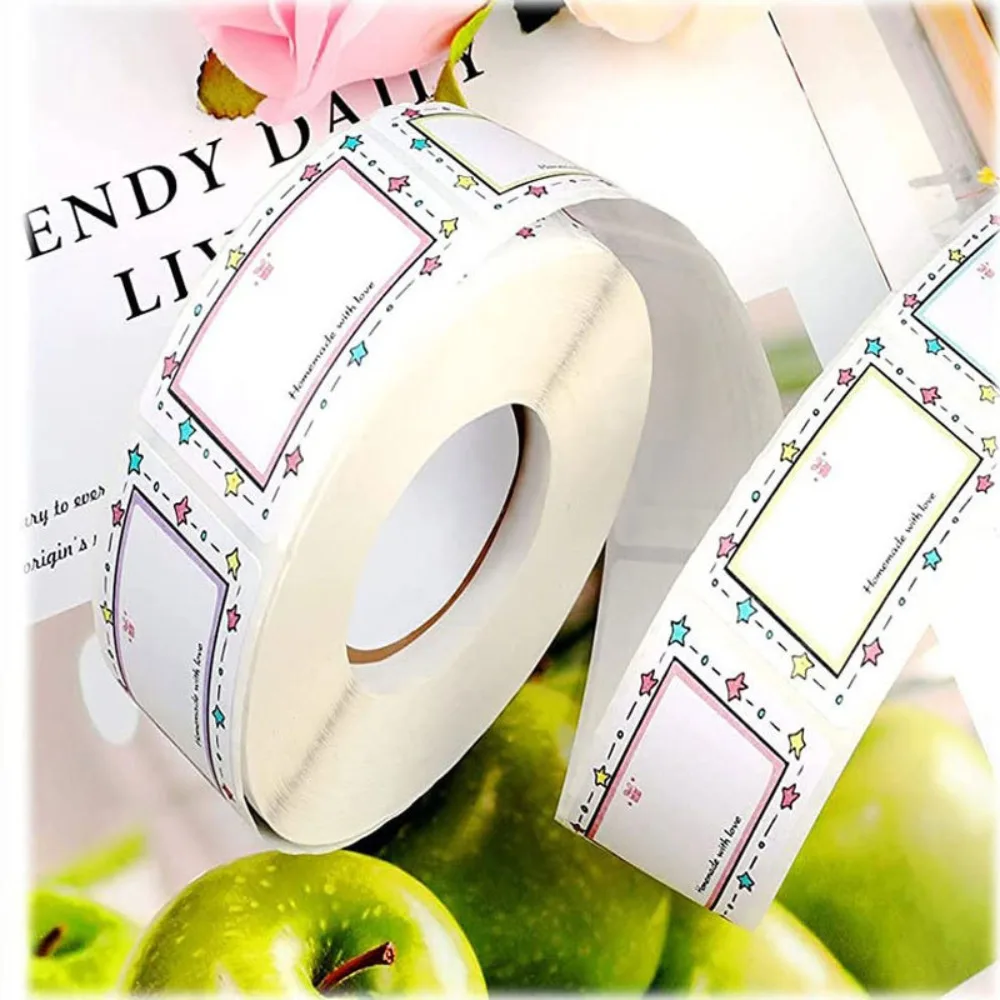 250Pcs/Roll Blank Kitchen Name Label Sticker Color Border Handwritten Adhesive Label Rectangle Seasoning Jar School