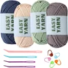 MIUSIE 4Pcs 50g Beginners Crochet Yarn Easy Beginner Yarn Easy-to-See Stitches Cotton-Nylon Blend Yarn for Crochet Kit Making 1