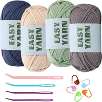 MIUSIE 4Pcs 50g Beginners Crochet Yarn Easy Beginner Yarn Easy-to-See Stitches Cotton-Nylon Blend Yarn for Crochet Kit Making 1