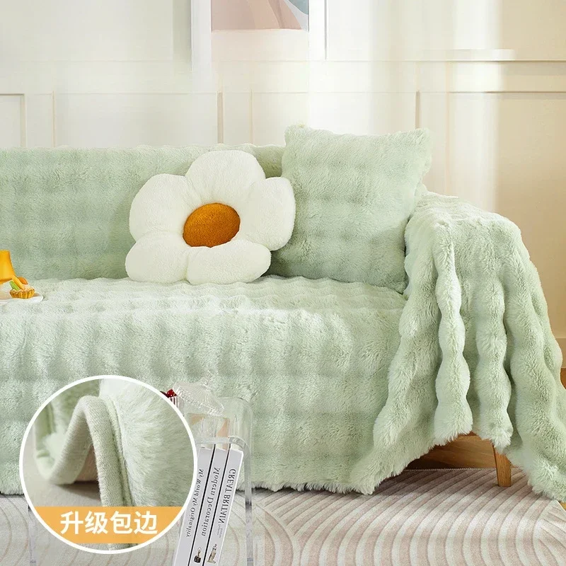 

Large Cream Style Autumn/Winter Sofa Cover Thick Plush Anti Cat Scratch Sofa Towel Full Coverage Armrest Sofa Cover