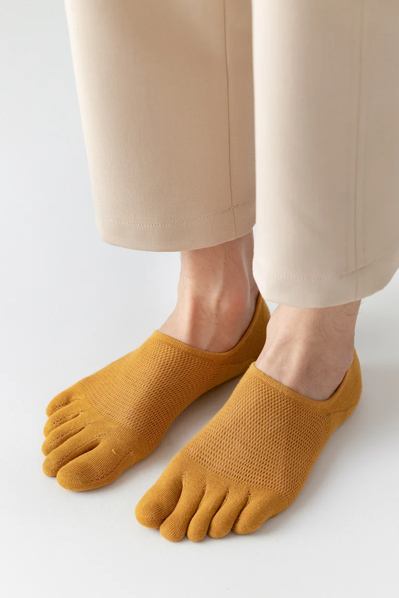3 Paar Herrenmode offene Zehen schweiß absorbierende Boots socken Baumwolle atmungsaktive unsichtbare Knöchel kurze Socken elastische Mann Fingers ocken – Detail 10