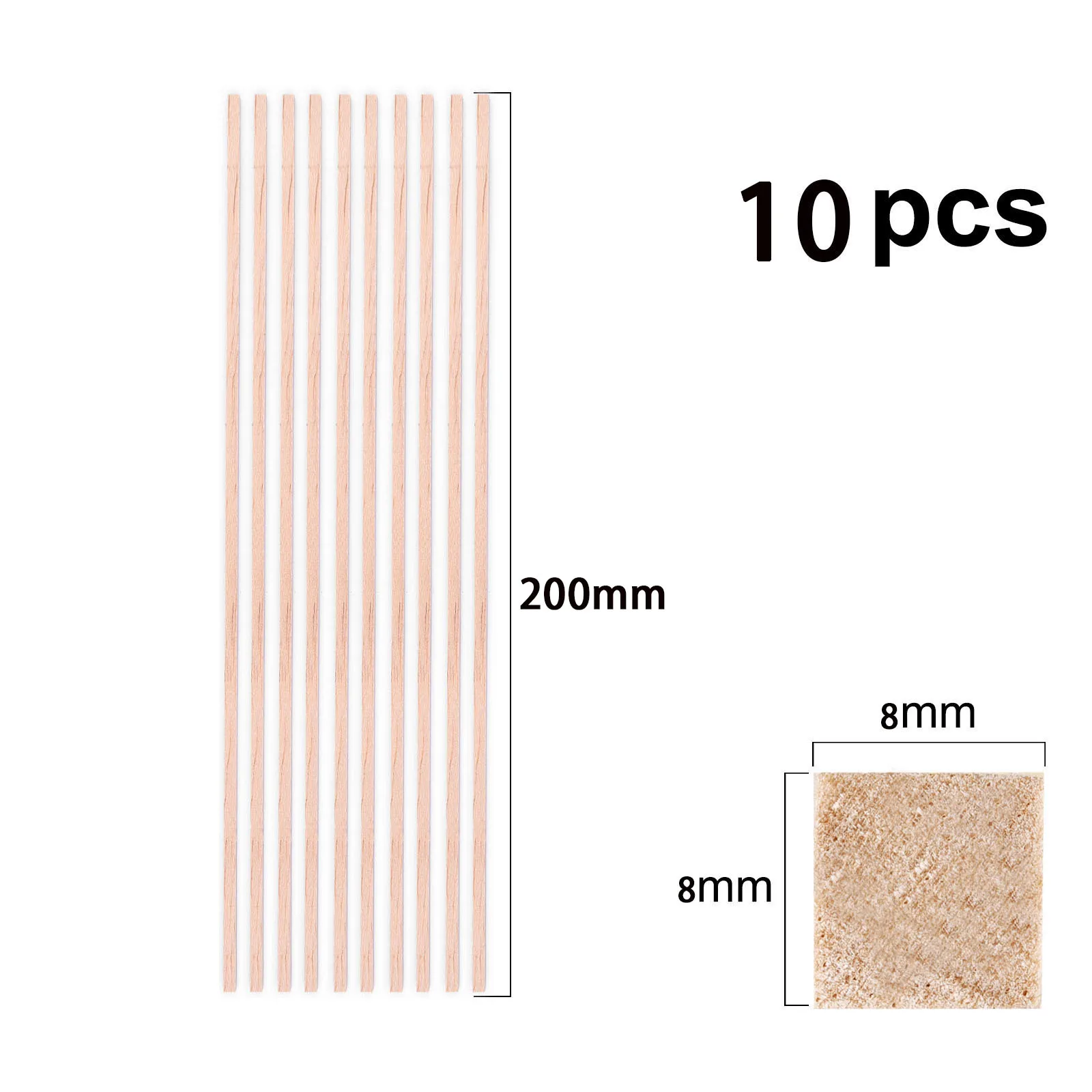 10pcs 8x8mm 200mm