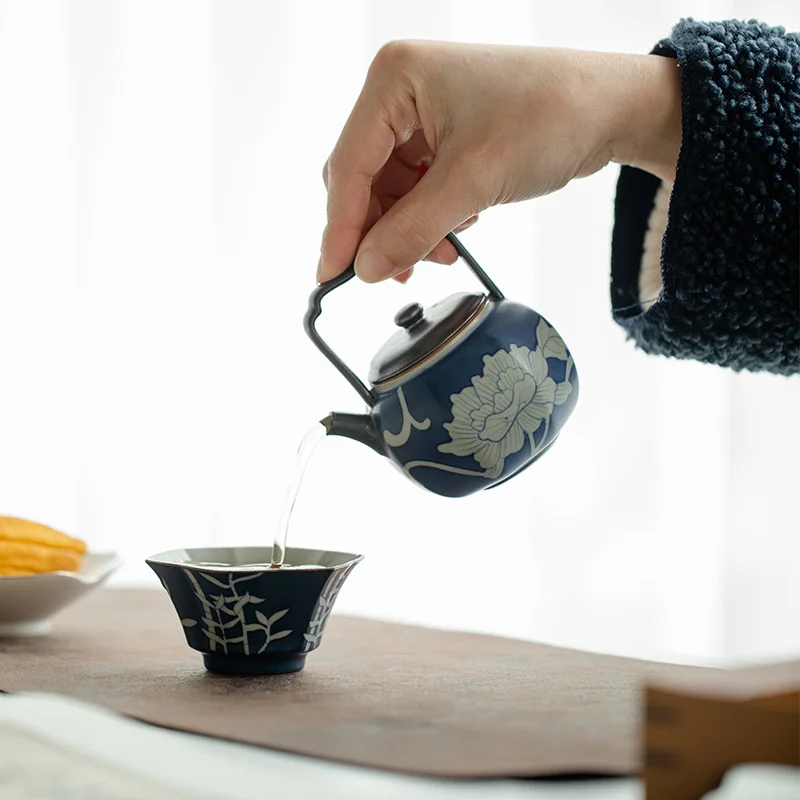 セラミックティーポット,キューティーポット,手描き,スターリング