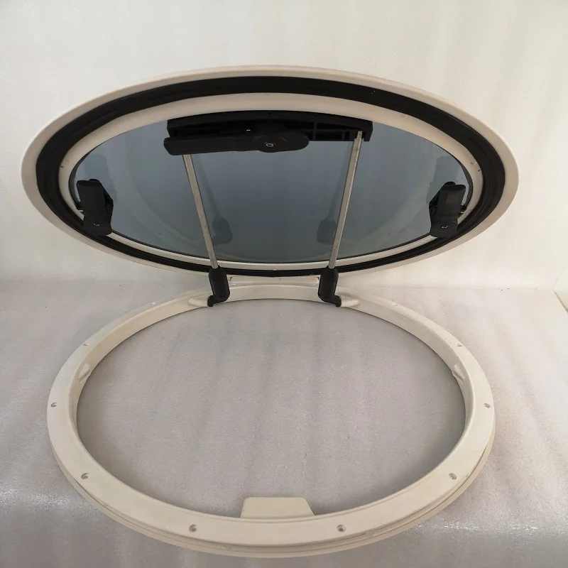 

625mm Diameter Round Marine Grade Nylon Boat Deck Hatch Window With Tempered Glass And Trim Ring