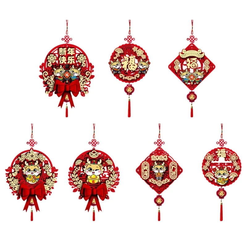 

2024 New Year's Day Ornament Chinese Pendant Traditional Fuzi Wall Hanging Decor Folk Decorations for Home