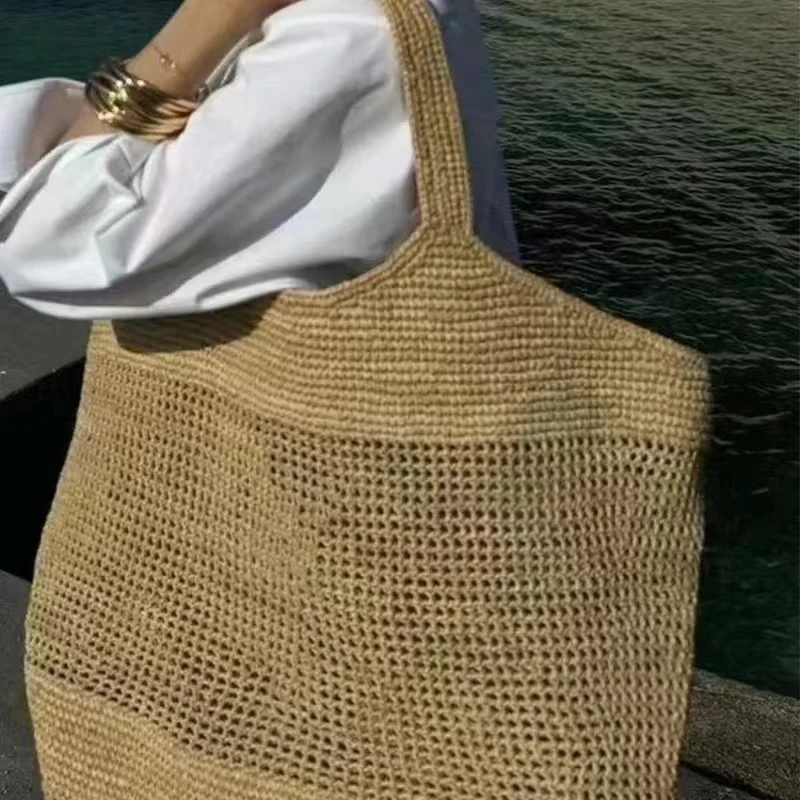 YS 2024 Spring/Summer New Product Internet Celebrity Same Fashion Versatile Grass Weaving Concave Shape Car Sewn Thread Handheld