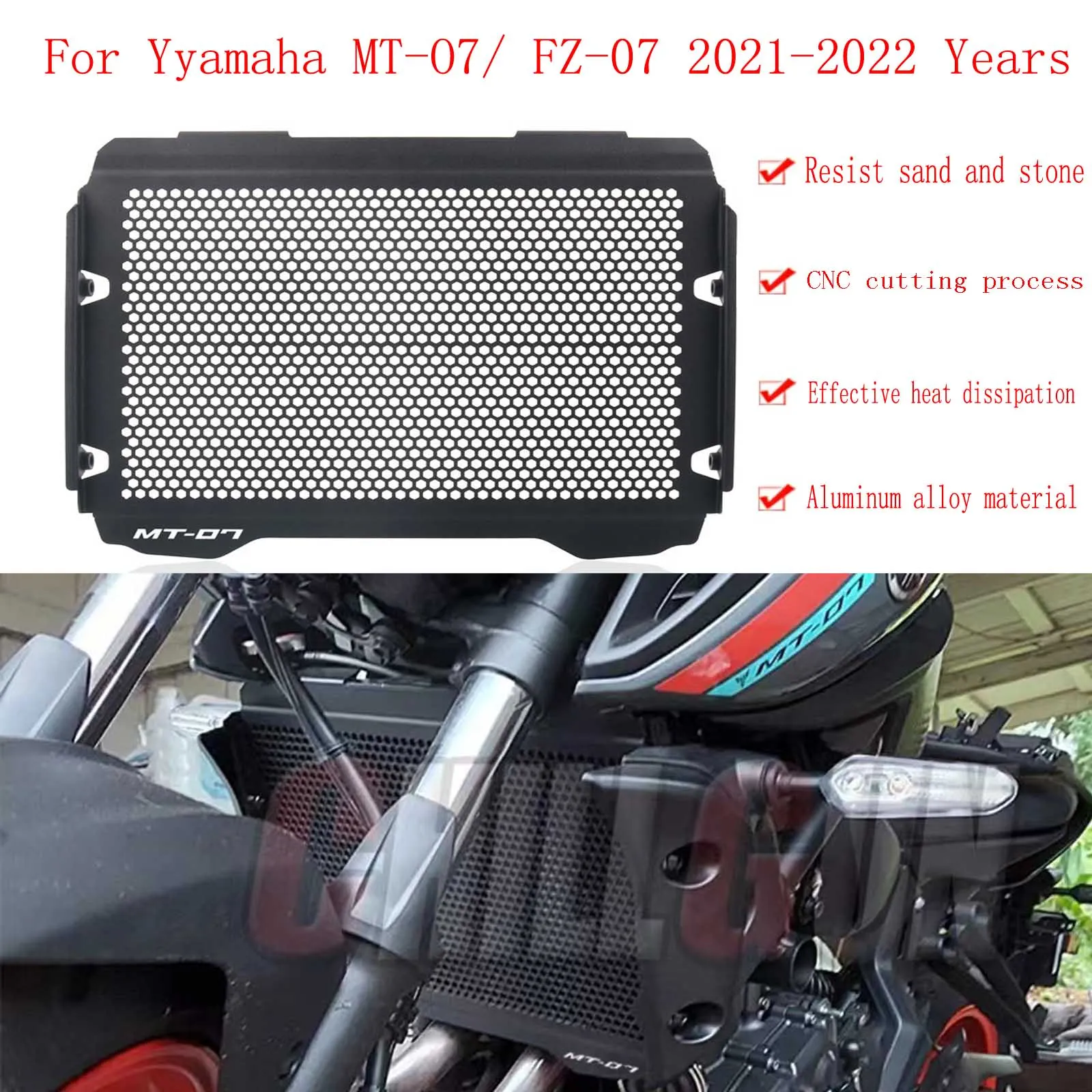 

For Yamaha MT-09 FZ-07 2021 2022 Years Water Tank Net Radiator Guard Cover Motorcycle Accessories Bike Motocross Modify Diy