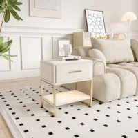 Набор из 2-х прикроватных тумбочек, приставных столиков с 1 ящиком и открытым отделением, современная тумбочка для спальни, гостиной, офиса — изображение 6